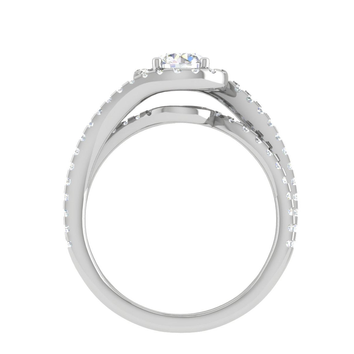 0.50cts Solitaire Halo Diamond Split Shank Platinum Ring JL PT TR1639M   Jewelove.US