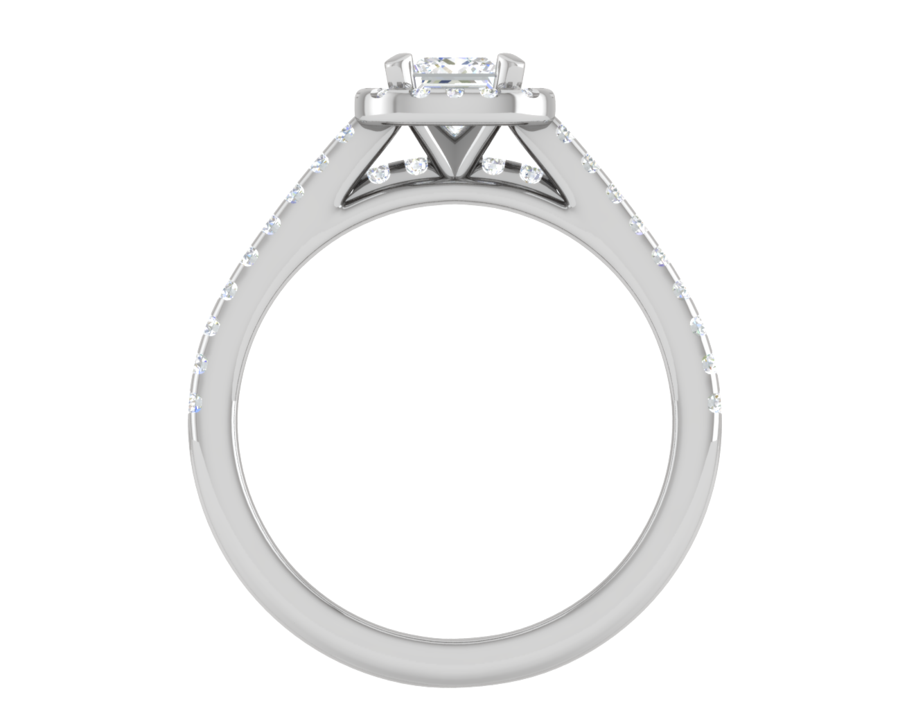 0.50cts Princess Cut Solitaire Halo Diamond Split Shank Platinum Ring JL PT RH PR 298   Jewelove.US