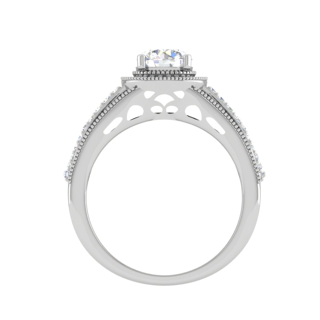 0.50 cts. Solitaire Halo Diamond Split Shank Platinum Ring JL PT WB6013E   Jewelove.US