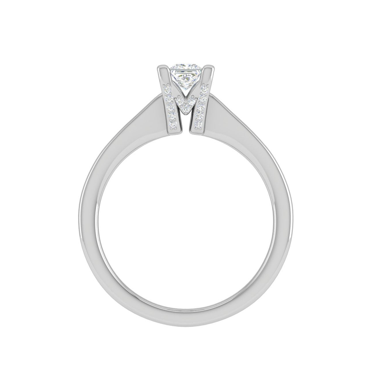 0.15 cts. Princess Cut Solitaire Diamond Platinum Engagement Ring JL PT MHD273EG   Jewelove.US