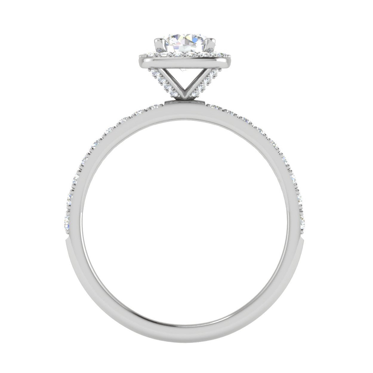 0.50 cts Solitaire Halo Diamond Shank Platinum Ring JL PT RH RD 185   Jewelove.US