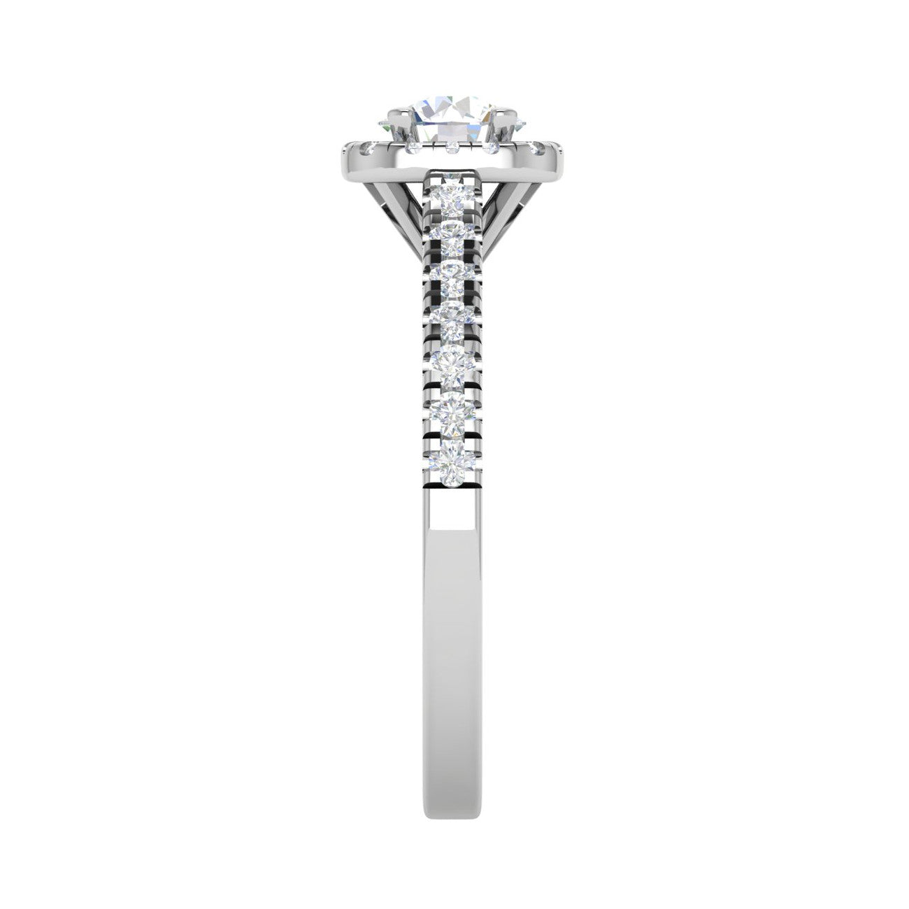 0.50 cts Solitaire Halo Diamond Shank Platinum Ring JL PT RH RD 173   Jewelove.US