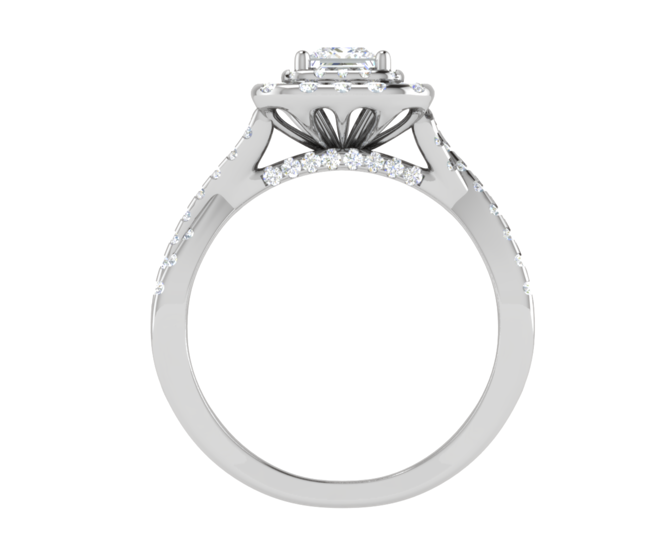 0.50 cts Princess Cut Solitaire Double Halo Diamond Twisted Shank Platinum Ring JL PT RH PR 259   Jewelove.US