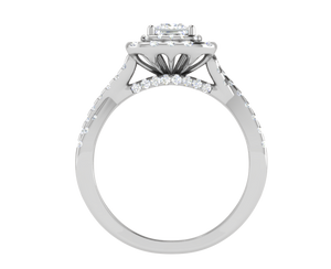 0.50 cts Princess Cut Solitaire Double Halo Diamond Twisted Shank Platinum Ring JL PT RH PR 259   Jewelove.US