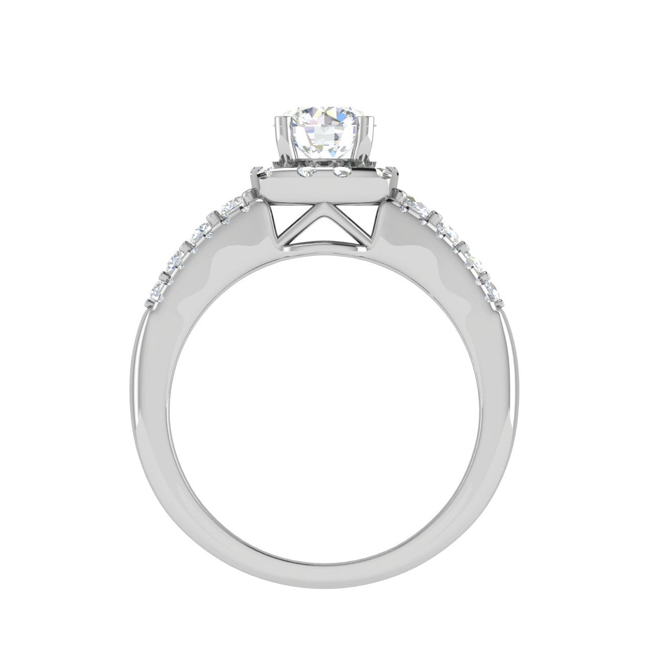 0.30 cts. Solitaire Platinum Halo Diamond Split Shank Engagement Ring JL PT WB6016   Jewelove