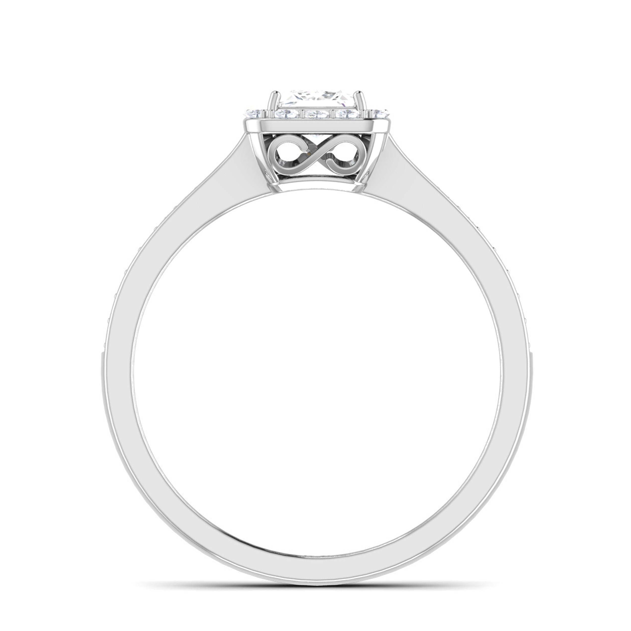 0.30 cts. Princess Cut Diamond Halo Diamond Shank Platinum Solitaire Engagement Ring JL PT RP RD 111   Jewelove.US
