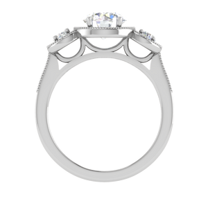 1 Carat Solitaire Halo Diamond Accents Platinum Ring JL PT R3 RD 108   Jewelove.US