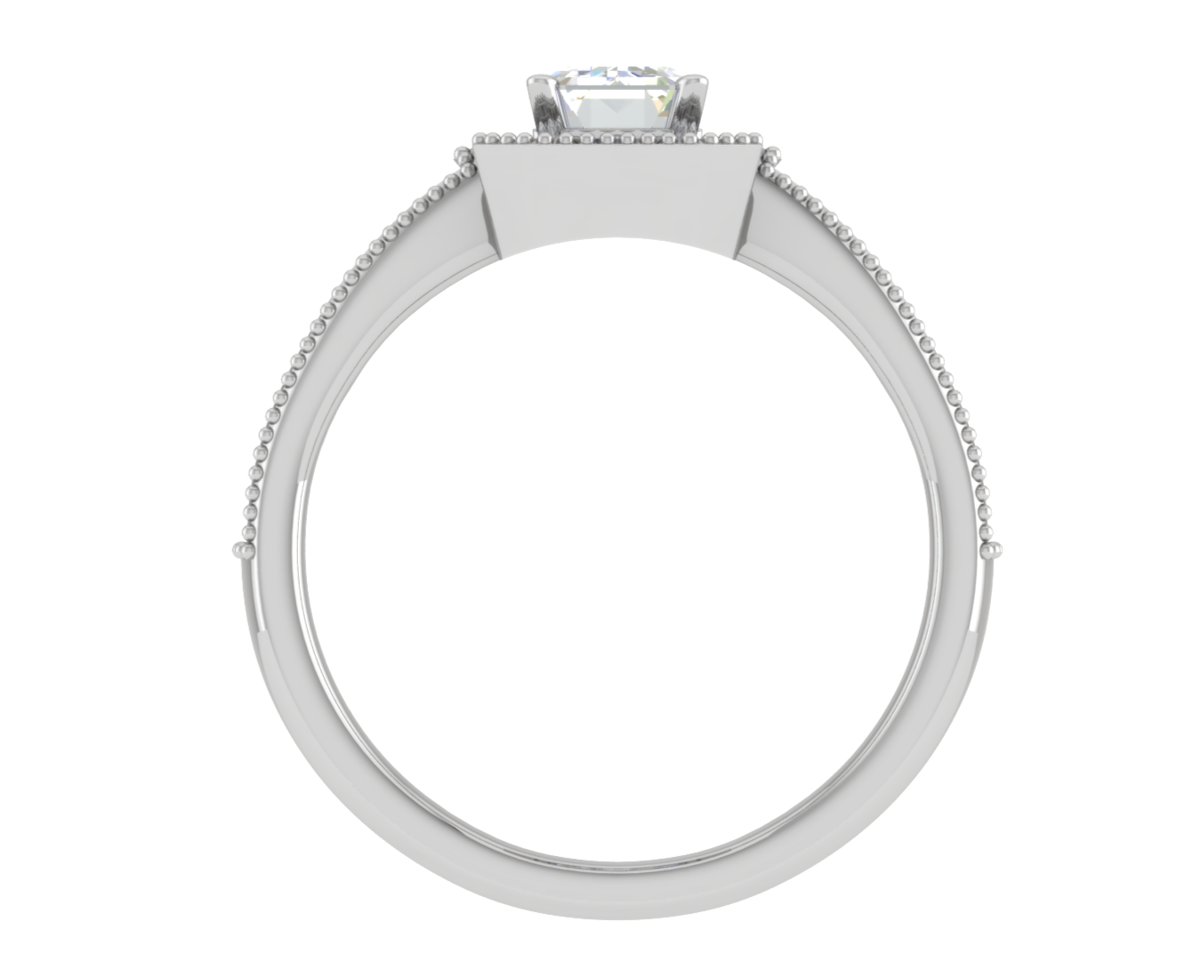 0.70 cts Emerald Cut Diamonds Halo Diamond Shank Platinum Ring JL PT RH EM 159   Jewelove.US