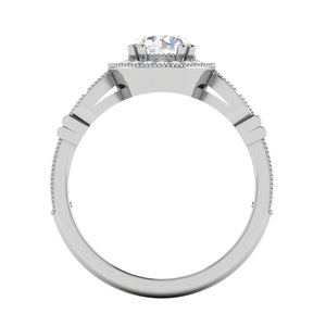 0.70cts Solitaire Halo Diamond Shank Platinum Diamond Ring JL PT RH RD 155   Jewelove.US