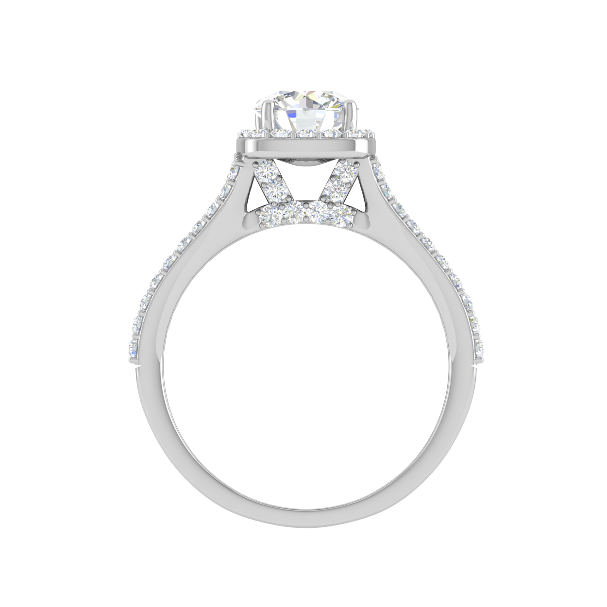 0.50cts Solitaire Halo Diamond Split Shank Platinum Ring JL PT WB573E   Jewelove.US