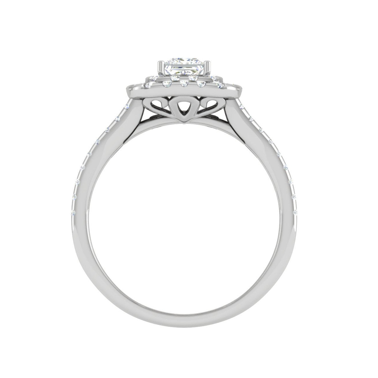 0.30 cts. Princess Cut Solitaire Double Halo Split Shank Platinum Engagement Ring JL PT JRW1513MM   Jewelove.US