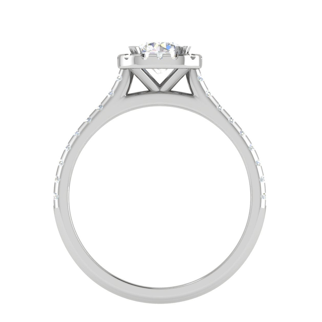 0.50 cts Solitaire Halo Diamond Shank Platinum Ring JL PT RH RD 254   Jewelove.US