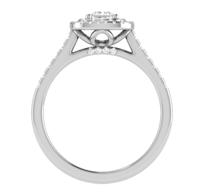 0.50 cts Princess Cut Solitaire Double Halo Diamond Shank Platinum Ring JL PT RH PR 280   Jewelove.US