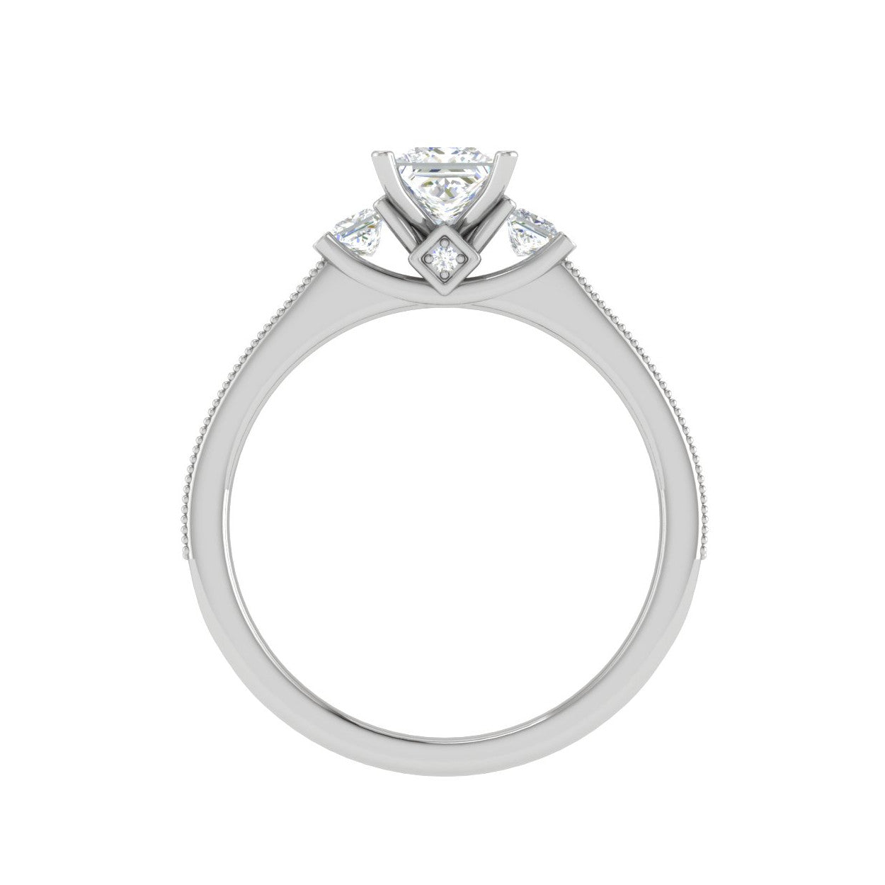 0.30 cts. Princess Cut Diamond Diamond Shank Platinum Solitaire Engagement Ring JL PT 150   Jewelove.US