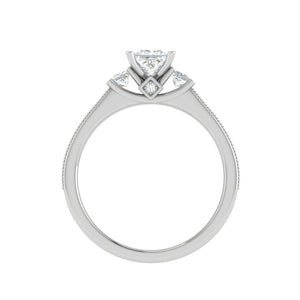 0.30 cts. Princess Cut Diamond Diamond Shank Platinum Solitaire Engagement Ring JL PT 150   Jewelove.US