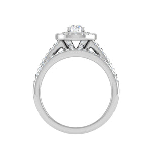 0.30 cts Solitaire Double Halo Diamond Split Shank Platinum Ring JL PT MHD272   Jewelove.US