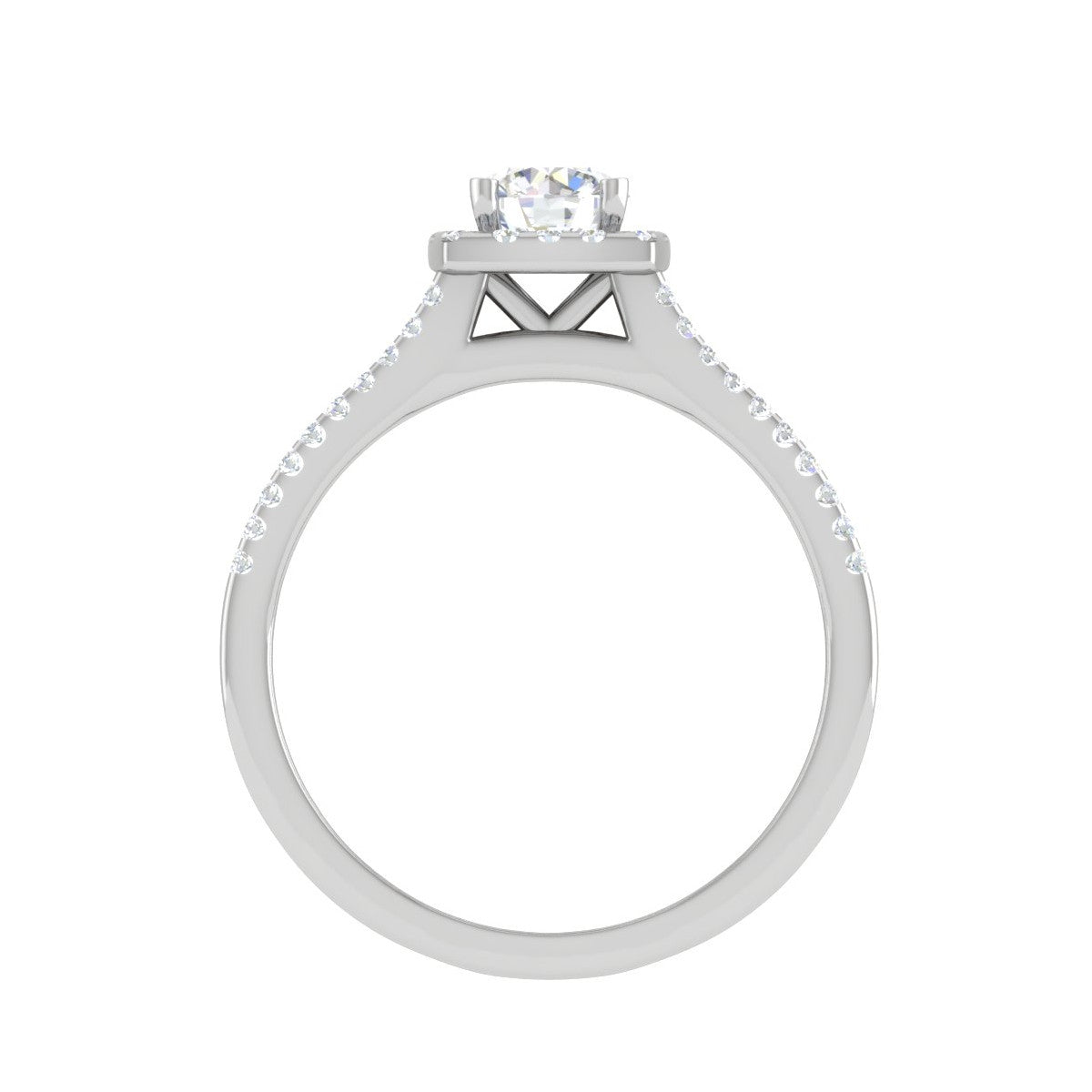 0.50cts Solitaire Halo Diamond Split Shank Platinum Ring JL PT MHD276   Jewelove.US