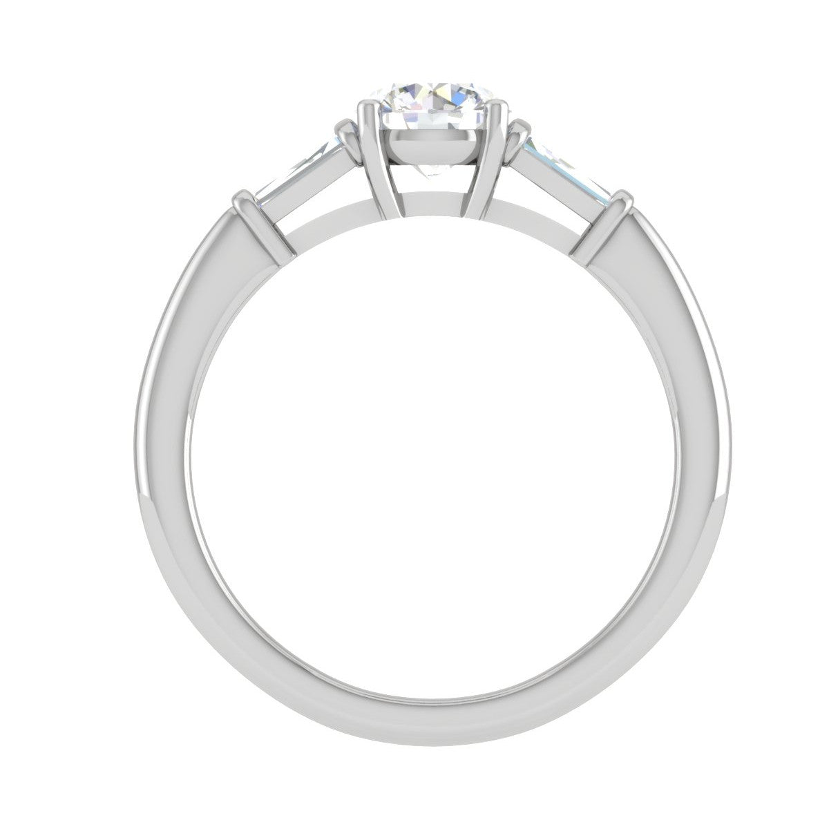 0.70 cts. Platinum Solitaire Diamond Ring with Baguette Accents JL PT R3 RD 117   Jewelove.US