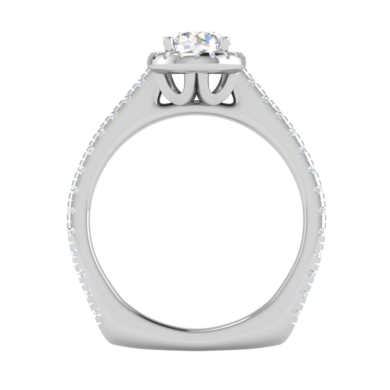 0.50 cts Halo Diamond Shank Solitaire Platinum Ring JL PT RH RD 184   Jewelove.US