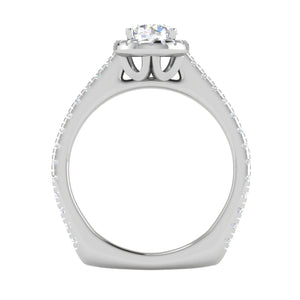 0.50 cts Halo Diamond Shank Solitaire Platinum Ring JL PT RH RD 184   Jewelove.US