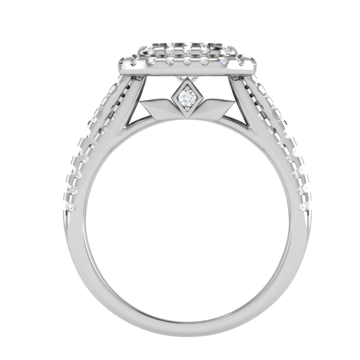 0.30 cts. Princess Cut Diamond Double Halo Split Shank Platinum Solitaire Engagement Ring JL PT WB6001E   Jewelove.US