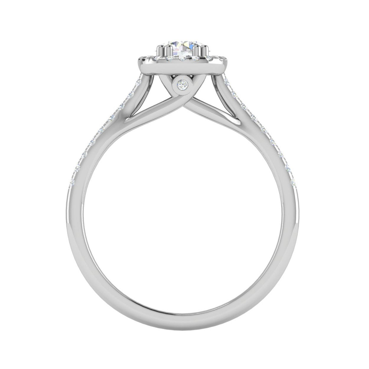 0.50 cts Halo Diamond Shank Solitaire Platinum Diamond Ring JL PT RH RD 186   Jewelove.US