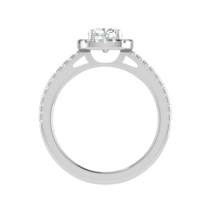 0.50 cts. Cushion Solitaire Halo Diamond Shank Platinum Ring JL PT RH CU 118   Jewelove.US
