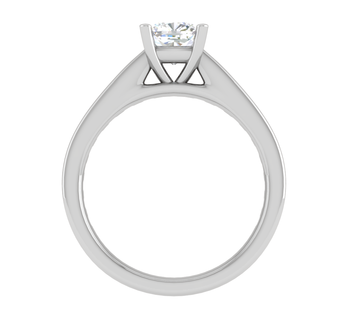 0.50cts Cushion Solitaire with Princess Cut Diamond Shank Platinum Ring JL PT RC CU 153   Jewelove.US
