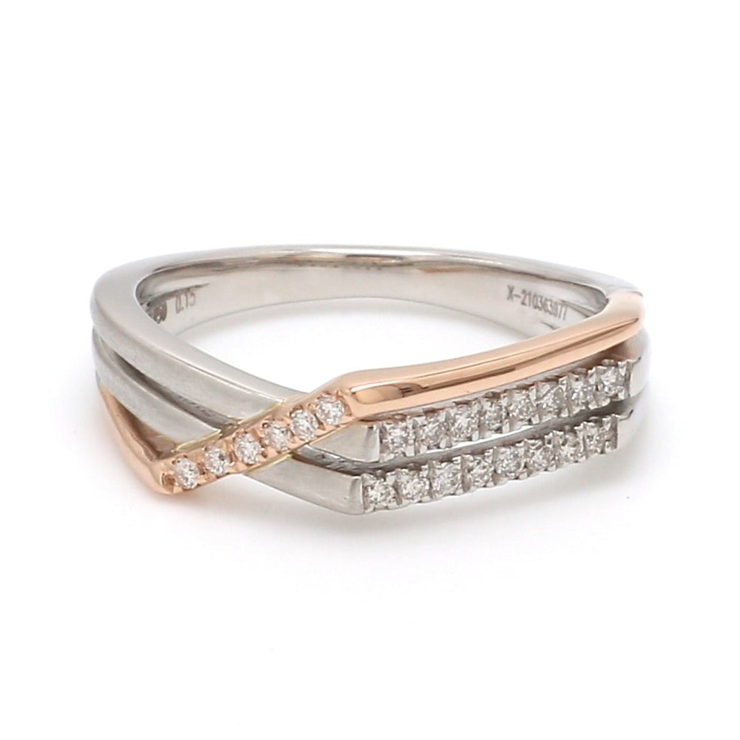Parallel Paths Platinum Couple Rings with Rose Gold & Diamonds JL PT 966