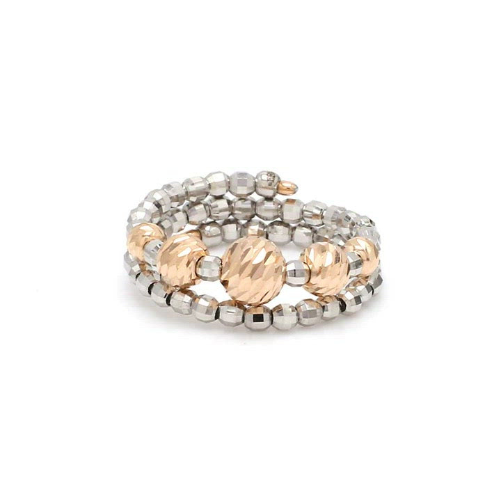 Flexible Platinum & Rose Gold Ring with Diamond Cut Balls JL PT 719