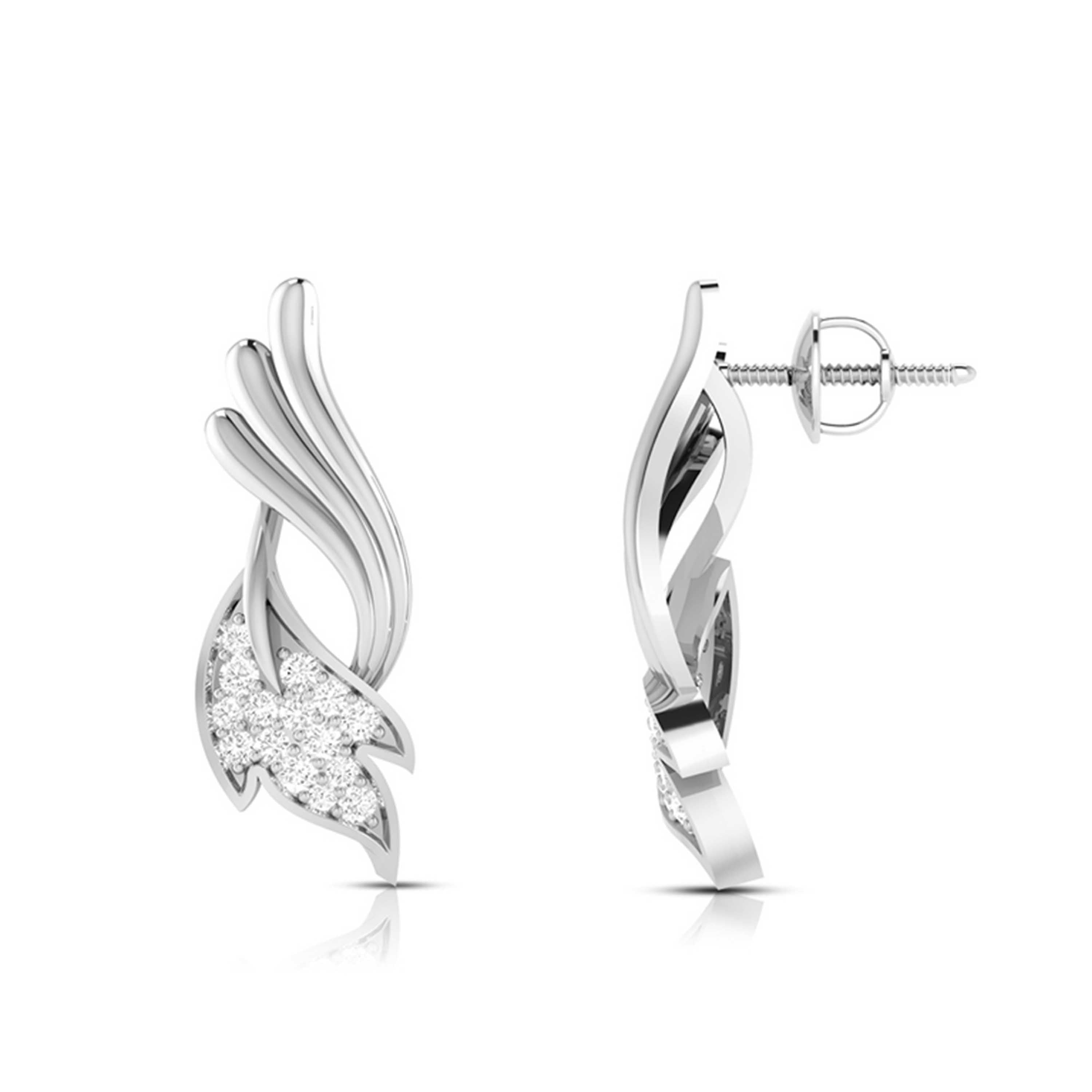 Diamond Platinum Wings Earrings for Women JL PT E BT 42-H   Jewelove.US