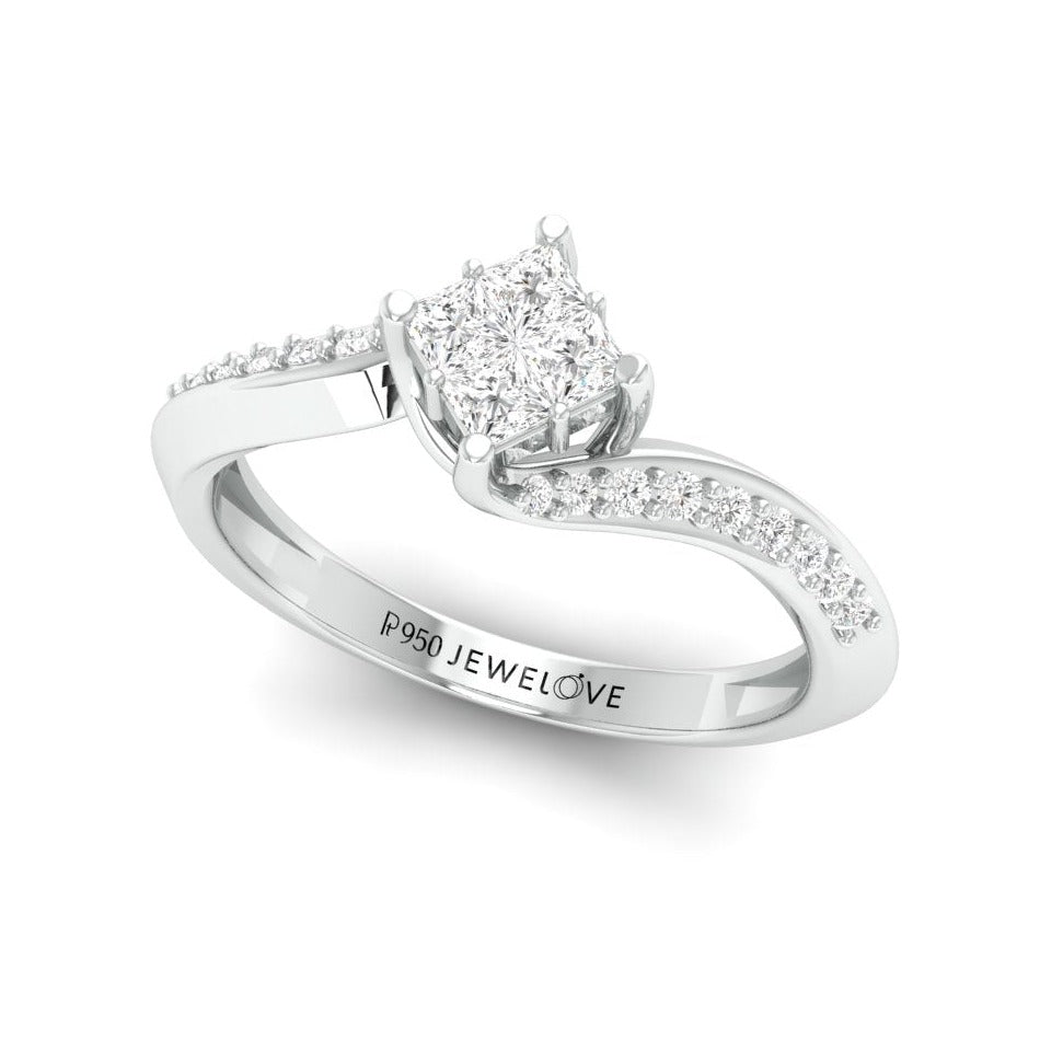 Princess Cut Solitaire-look Platinum Engagement Ring for Women JL PT 1010  Women-s-Ring Jewelove