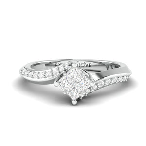 Princess Cut Solitaire-look Platinum Engagement Ring for Women JL PT 1010