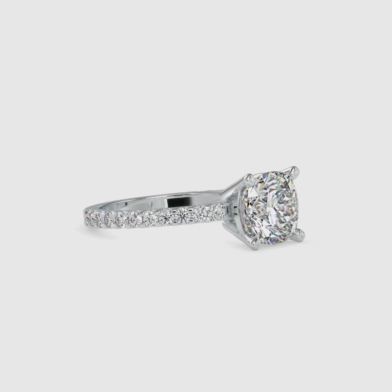 30-Pointer Solitaire Platinum Diamond Shank Engagement Ring JL PT 0052