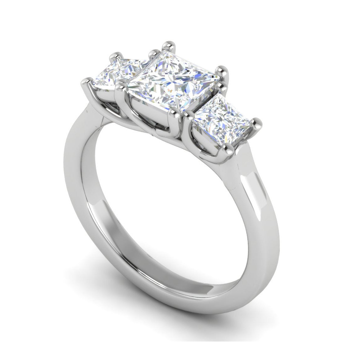 Three Stone Princess Cut Solitaire Diamond Platinum Ring JL PT R3 PR 126   Jewelove.US