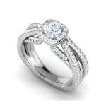 Load image into Gallery viewer, 0.50 cts Solitaire Halo Diamond Split Shank Platinum Ring JL PT RP RD 201   Jewelove.US
