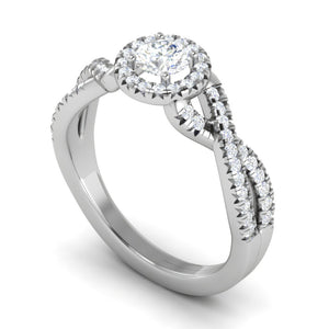 0.50 cts Solitaire Halo Diamond Split Shank Platinum Diamond Ring JL PT RH RD 200   Jewelove.US