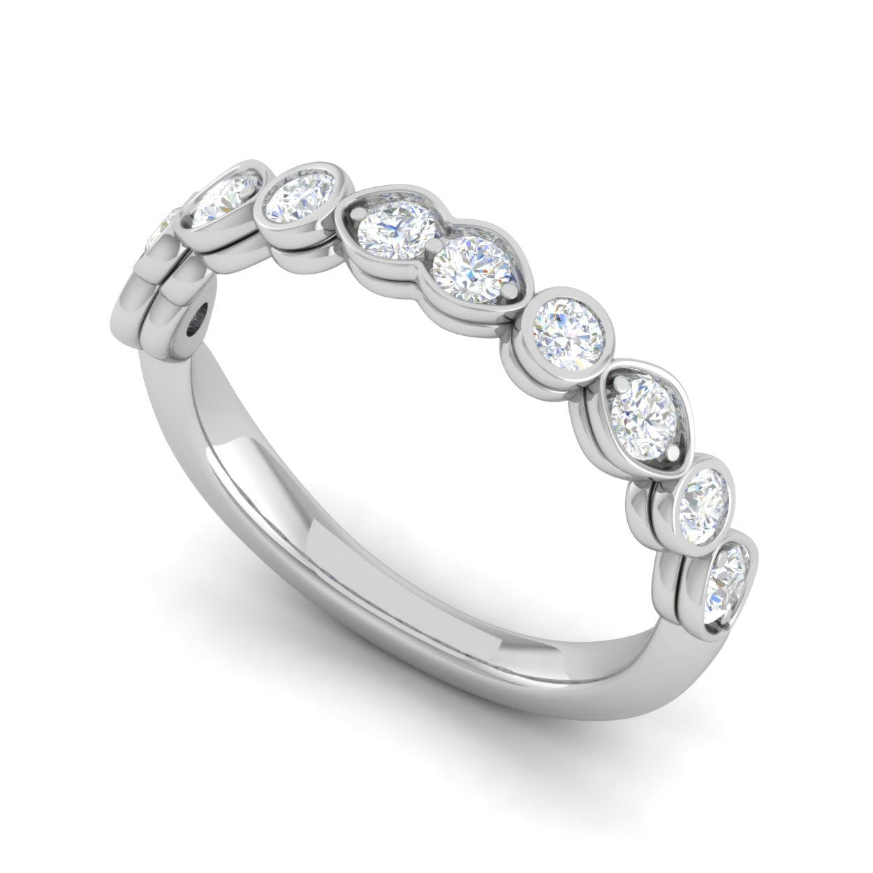 5 Pointer Platinum Half Eternity Diamond Ring for Women JL PT WB RD 130   Jewelove