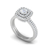 Load image into Gallery viewer, 0.30 cts. Cushion Solitaire Double Halo Split Shank Platinum Ring JL PT RH CU 250   Jewelove.US

