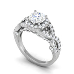 Load image into Gallery viewer, 0.50cts Solitaire Halo Diamond Twisted Shank Platinum Ring JL PT EN7465WG   Jewelove.US

