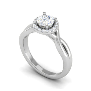 0.30 cts Solitaire Halo Diamond Shank Platinum Ring JL PT JRW2596MM-A   Jewelove.US
