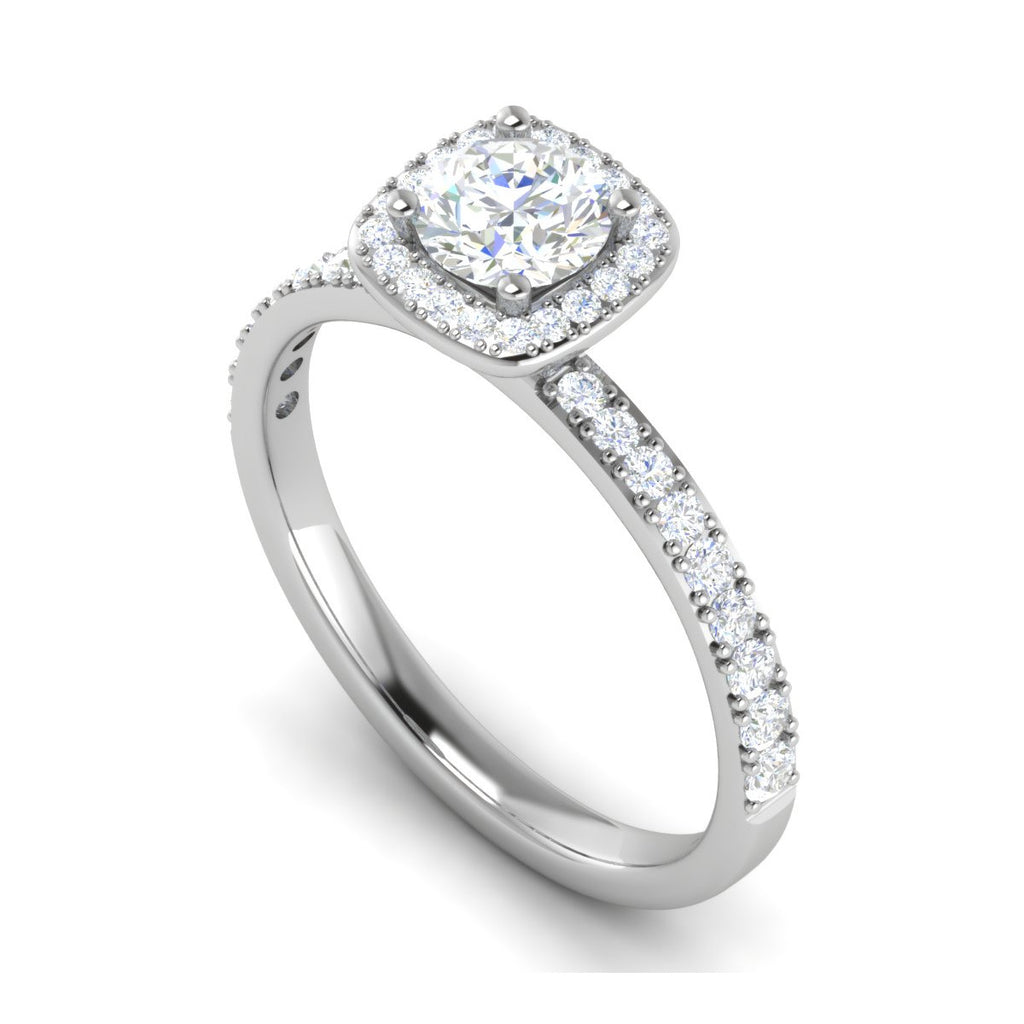 0.50 cts Solitaire Halo Diamond Shank Platinum Ring JL PT RH RD 185   Jewelove.US