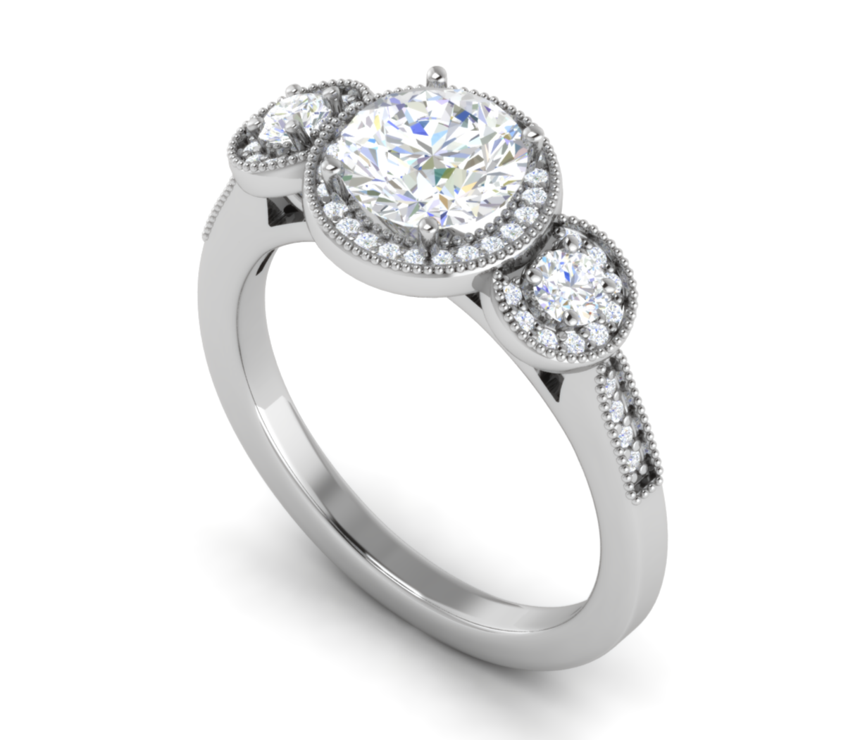1 Carat Solitaire Halo Diamond Accents Platinum Ring JL PT R3 RD 108   Jewelove.US