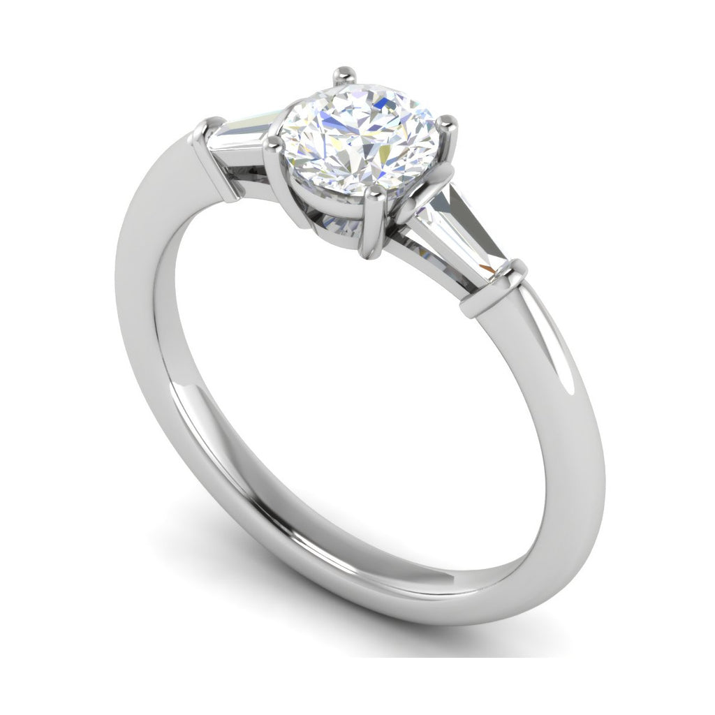 0.70 cts. Platinum Solitaire Diamond Ring with Baguette Accents JL PT R3 RD 117   Jewelove.US