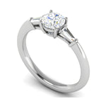 Load image into Gallery viewer, 0.70 cts. Platinum Solitaire Diamond Ring with Baguette Accents JL PT R3 RD 117   Jewelove.US
