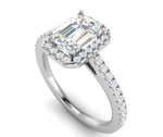 Load image into Gallery viewer, 0.70cts Emerald Cut Diamond Halo Diamond Shank Platinum Ring JL PT RH EM 120   Jewelove.US
