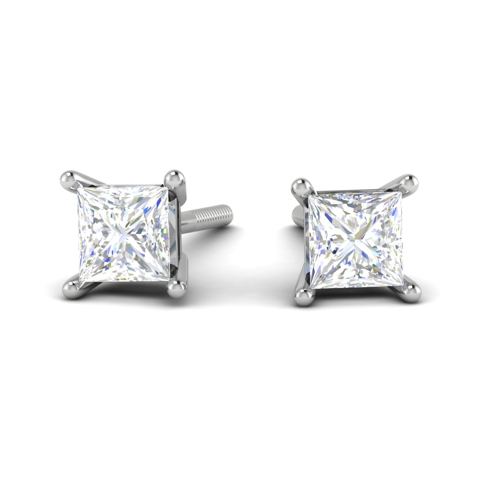 Platinum Princess Cut Solitaire Earrings for Women JL PT E SE PR 103   Jewelove