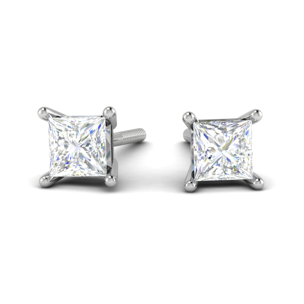 Platinum Princess Cut Solitaire Earrings for Women JL PT E SE PR 103   Jewelove