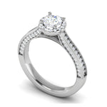 Load image into Gallery viewer, 0.50 cts Solitaire Halo Diamond Split Shank Platinum Ring JL PT RH RD 226   Jewelove.US
