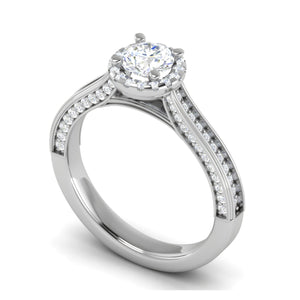 0.50 cts Solitaire Halo Diamond Split Shank Platinum Ring JL PT RH RD 226   Jewelove.US